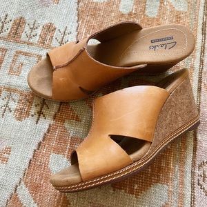 Clarks leather wedges